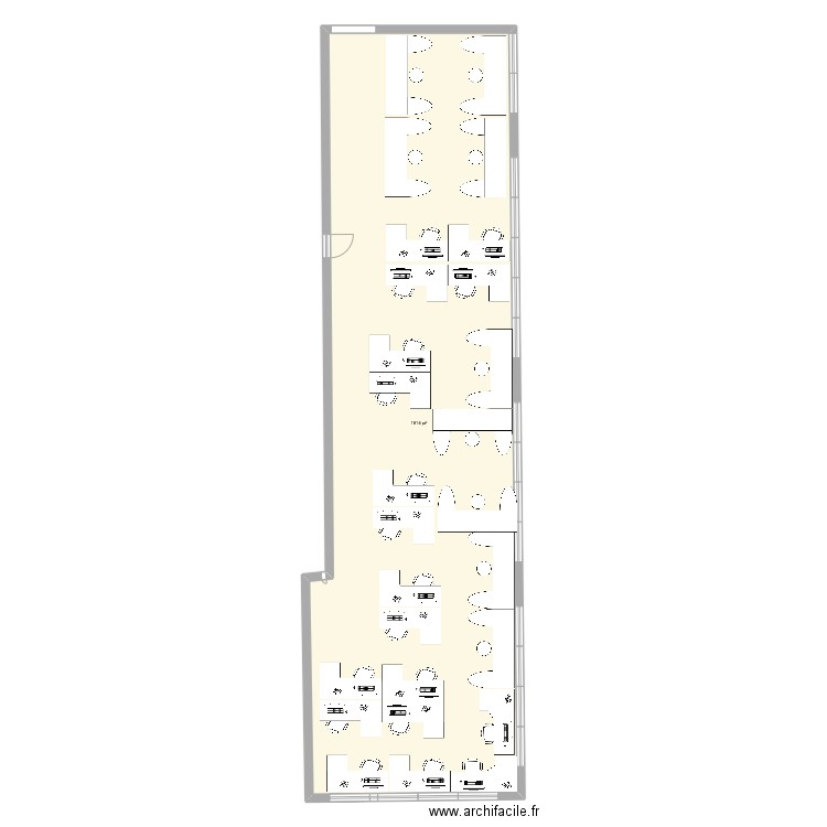 Bureau. Plan de 1 pièce et 169 m2