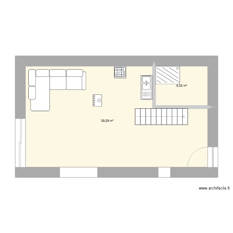 Daillade. Plan de 2 pièces et 44 m2