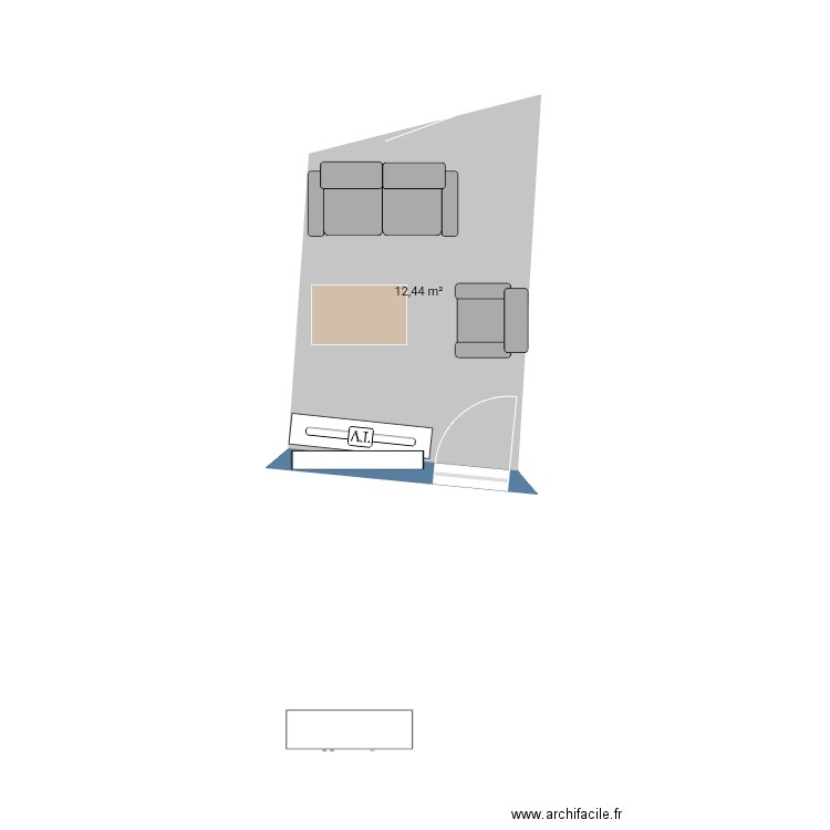 Salon. Plan de 1 pièce et 12 m2