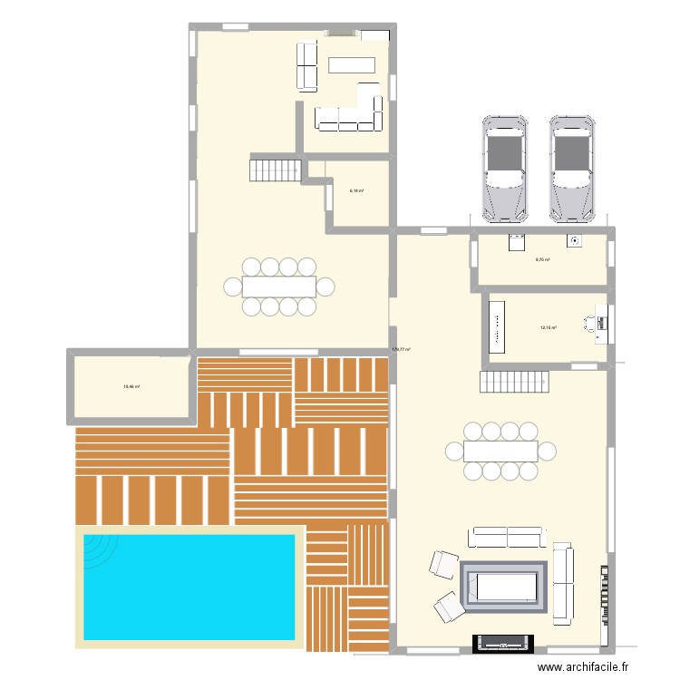 maison extention etage. Plan de 6 pièces et 222 m2