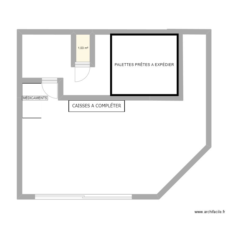 T-U. Plan de 1 pièce et 1 m2