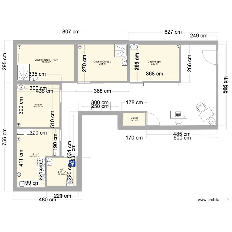 geoffrion Definitif. Plan de 7 pièces et 53 m2