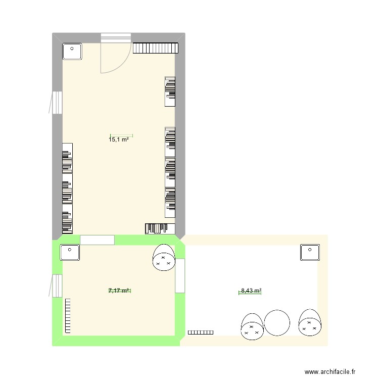 Bibliothèque, travail de Louise. Plan de 3 pièces et 31 m2