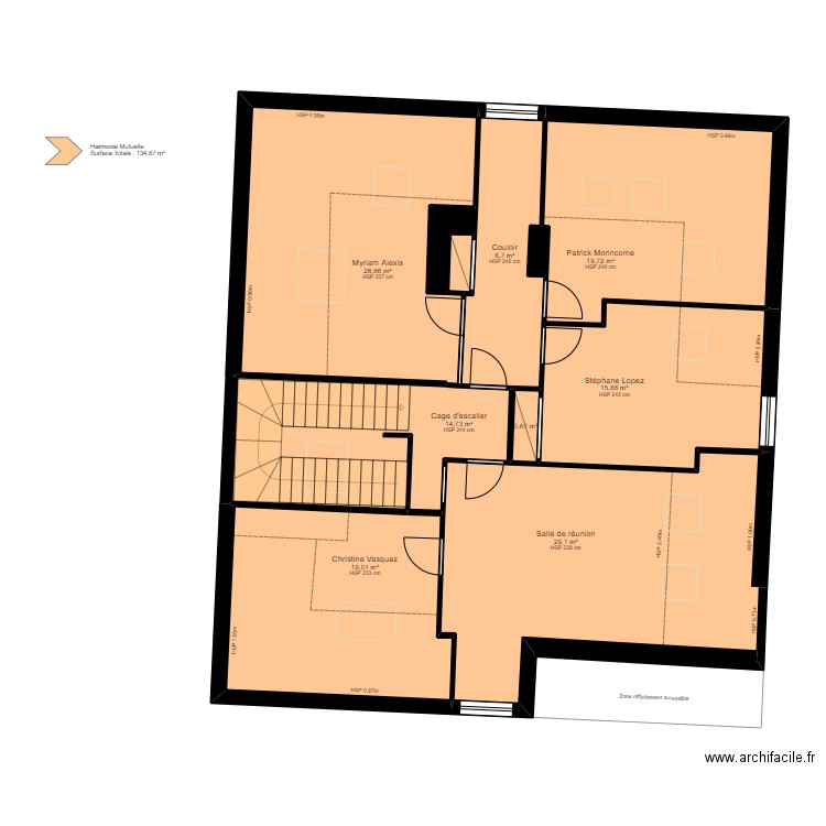 Tarbes 9 R+3. Plan de 11 pièces et 137 m2