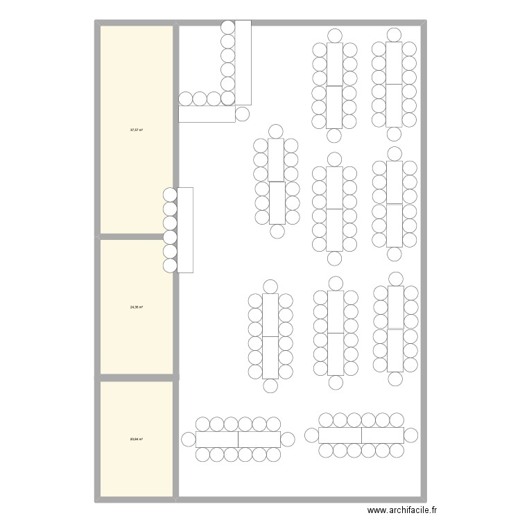 table rectangle 1. Plan de 3 pièces et 83 m2