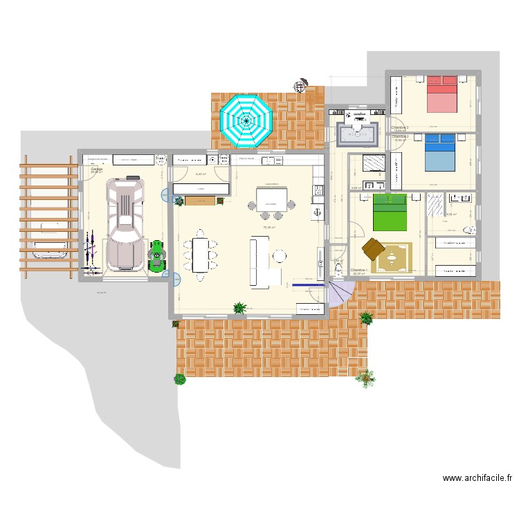 Ploulec'h_Plain Pied_v3. Plan de 9 pièces et 170 m2