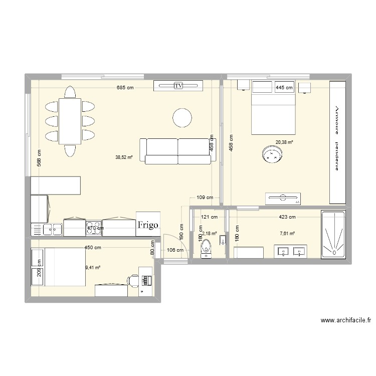 APPART DOMI PROJET 2. Plan de 5 pièces et 78 m2