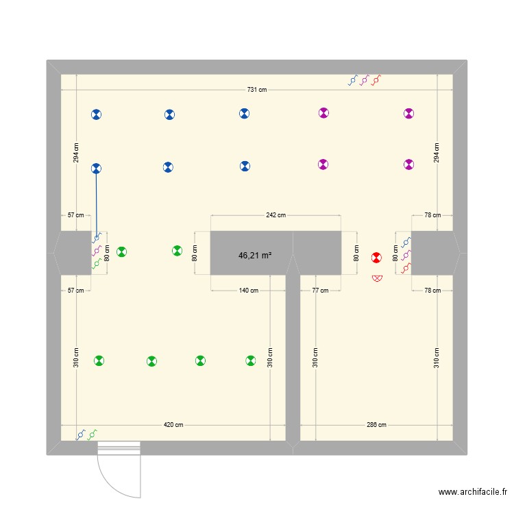 Salon/Cuisine/Entrée. Plan de 1 pièce et 46 m2