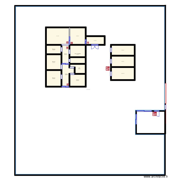 centre. Plan de 15 pièces et 1077 m2