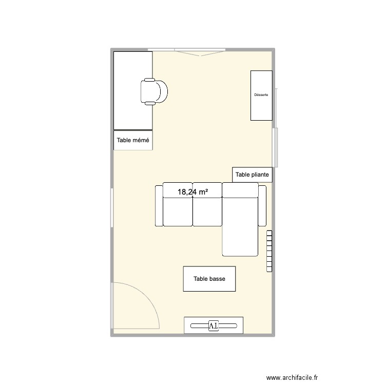 Salon. Plan de 1 pièce et 18 m2