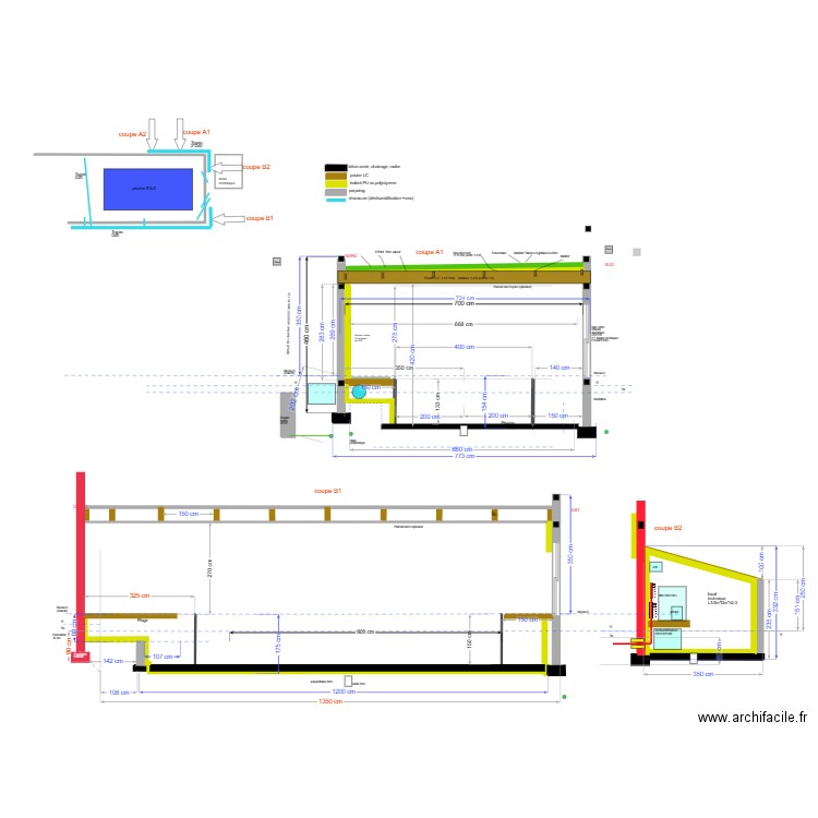 piscine coupe acier bois 2024 v01. Plan de 0 pièce et 0 m2