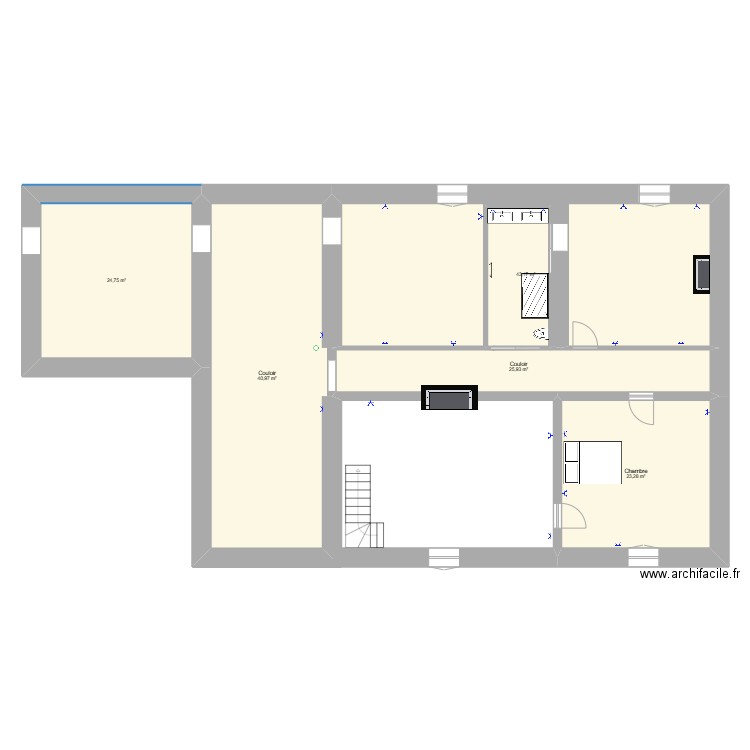 Peral. Plan de 5 pièces et 158 m2