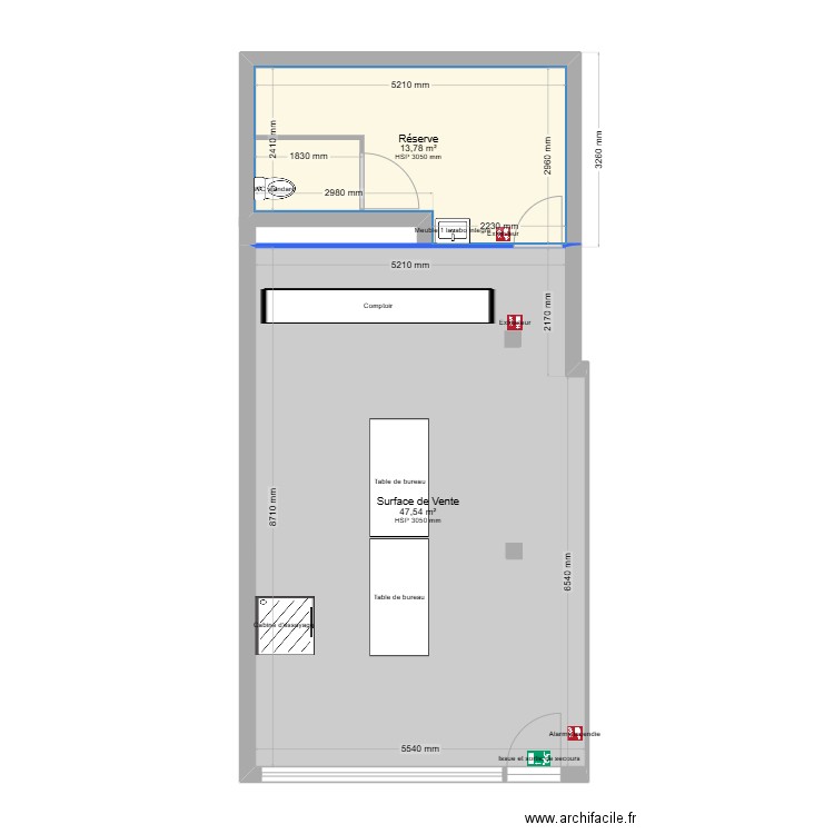 local commercial Imagine Commercial. Plan de 2 pièces et 61 m2