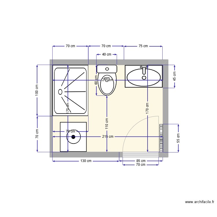 Sdb 4. Plan de 1 pièce et 4 m2