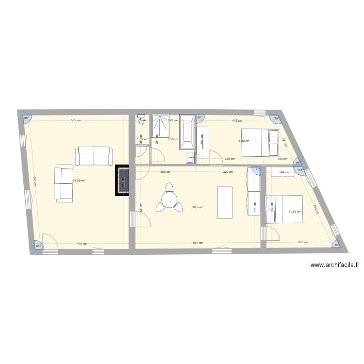 projet grigri 2. Plan de 6 pièces et 92 m2