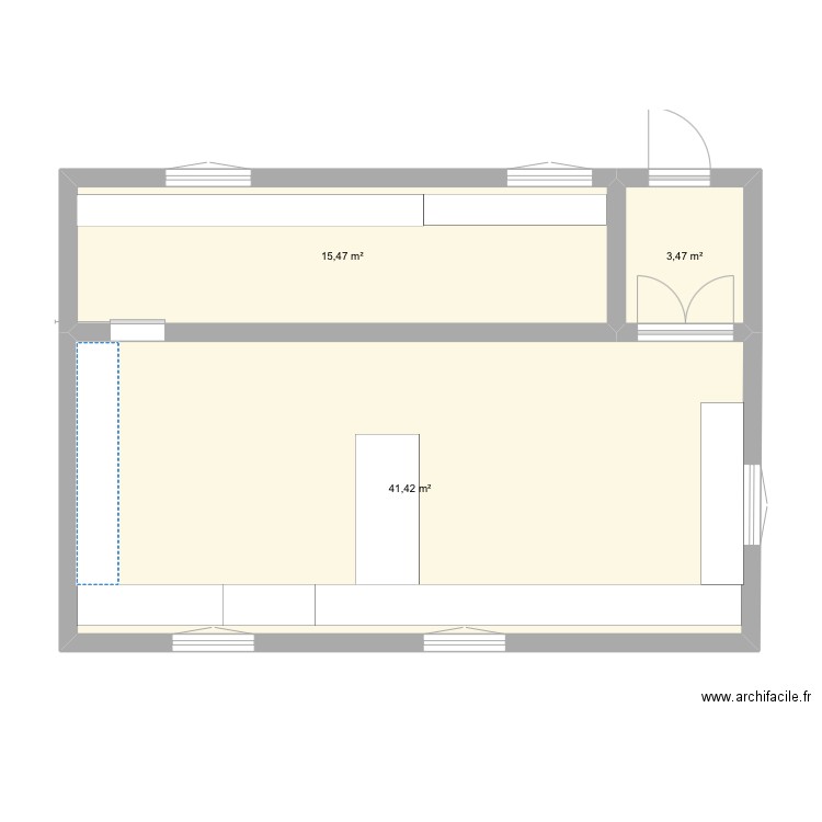 Cchhhhhhh. Plan de 3 pièces et 60 m2