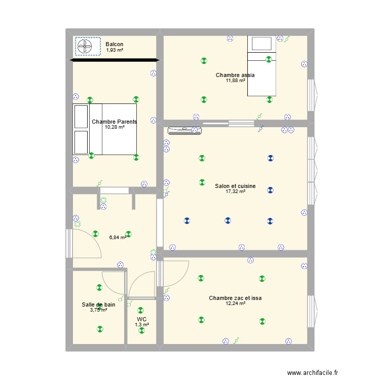 plan madj. Plan de 8 pièces et 66 m2