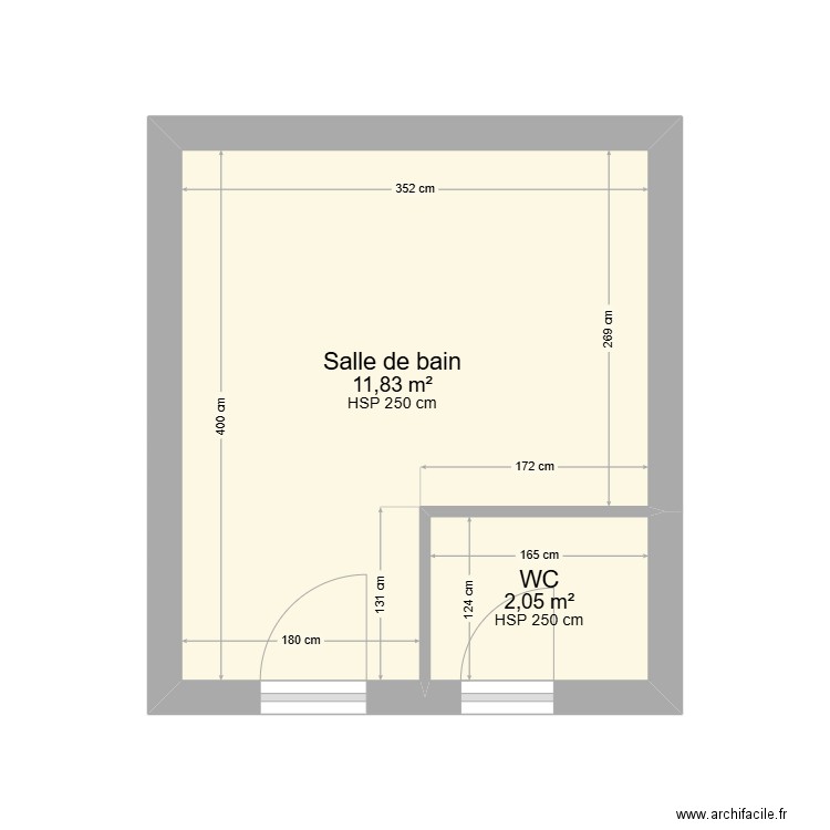 PLAN POMPEANI SALLE DE BAIN. Plan de 2 pièces et 14 m2