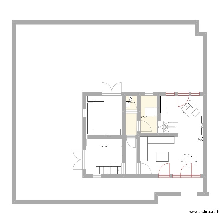 Launois. Plan de 2 pièces et 6 m2