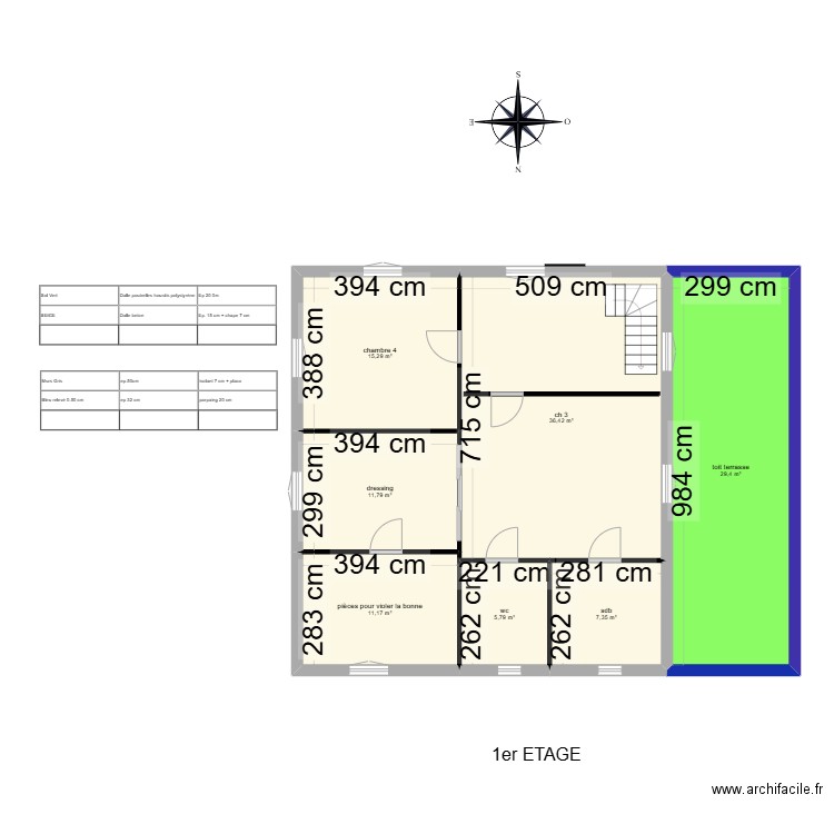 test liciel. Plan de 14 pièces et 216 m2