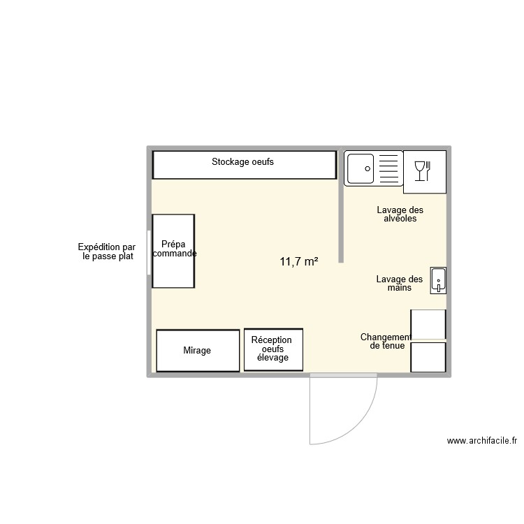 Lamy. Plan de 1 pièce et 12 m2