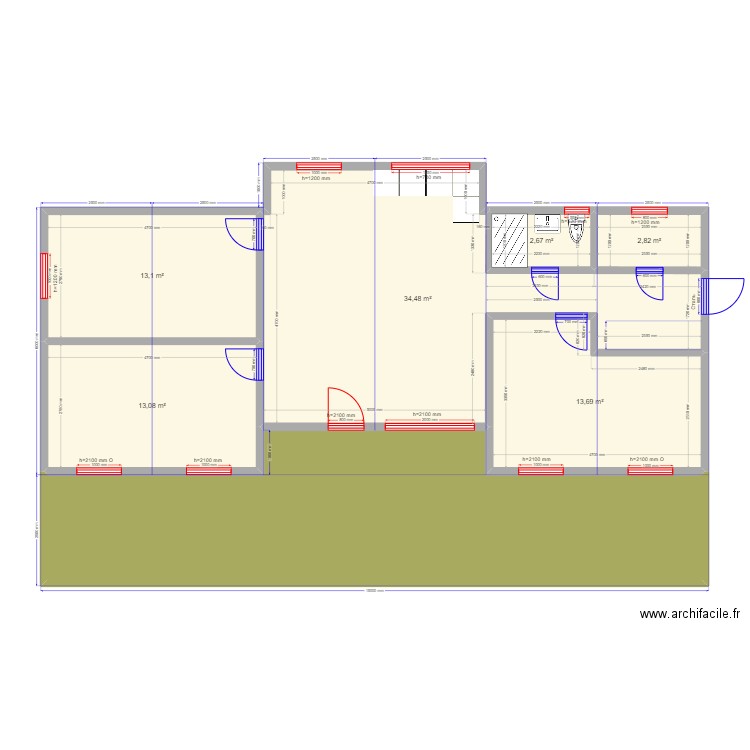 90 Новый. Plan de 7 pièces et 119 m2