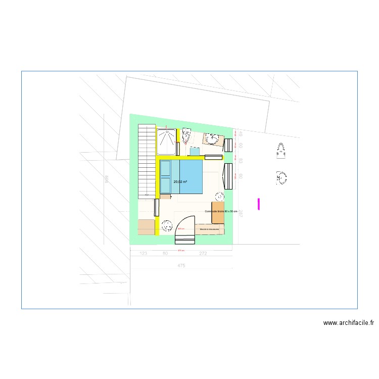 Plan Port-Blanc étage ter (2.01.25). Plan de 1 pièce et 20 m2