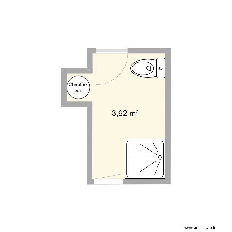 sdb luchon. Plan de 1 pièce et 4 m2