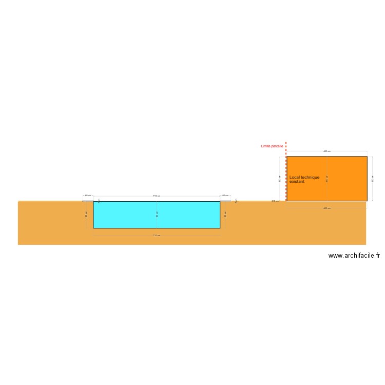 Piscine longueur. Plan de 0 pièce et 0 m2