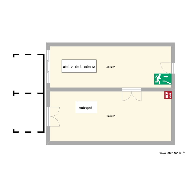 art appliquer. Plan de 2 pièces et 59 m2