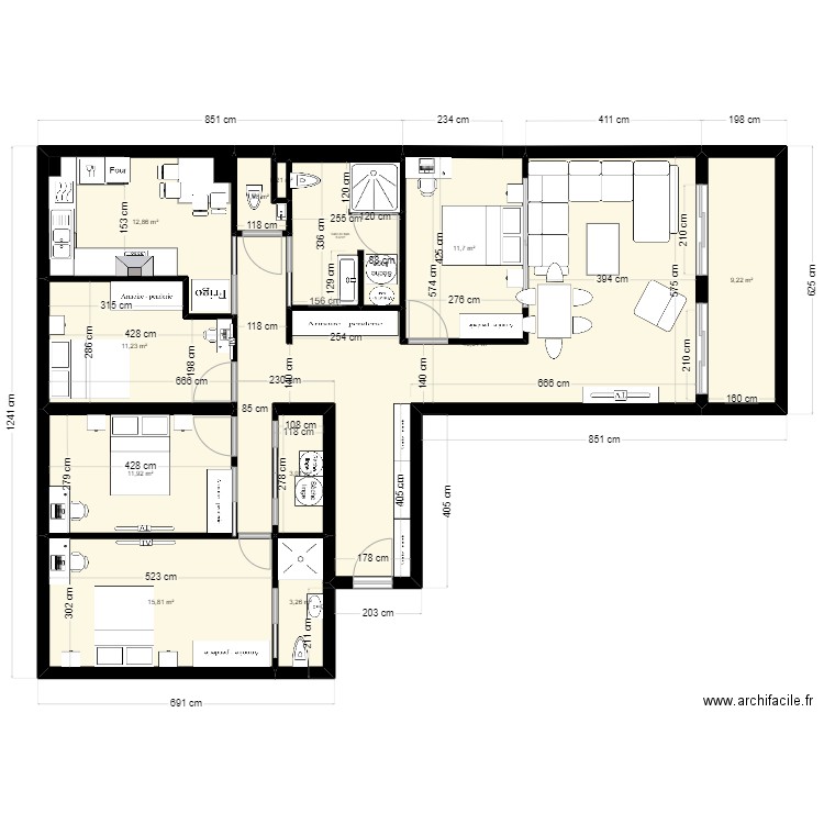  LES IBIS 2EME dernier 17/10/24. Plan de 13 pièces et 136 m2