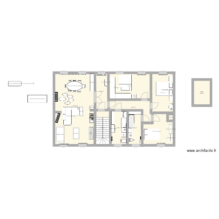 appartement l'aigle modif soir. Plan de 11 pièces et 120 m2