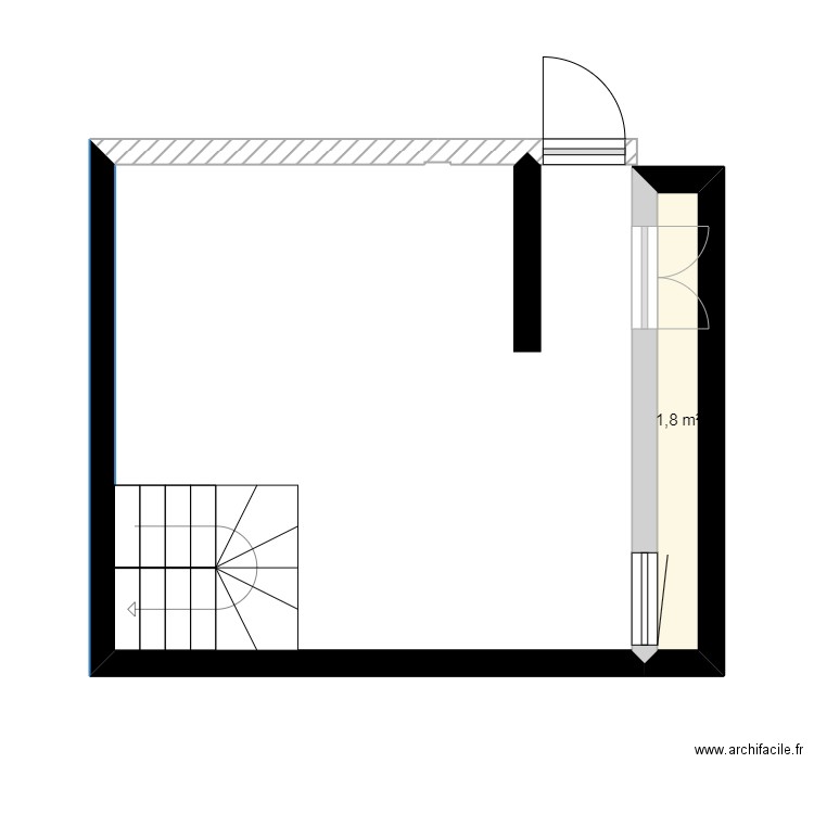 famille. Plan de 1 pièce et 2 m2