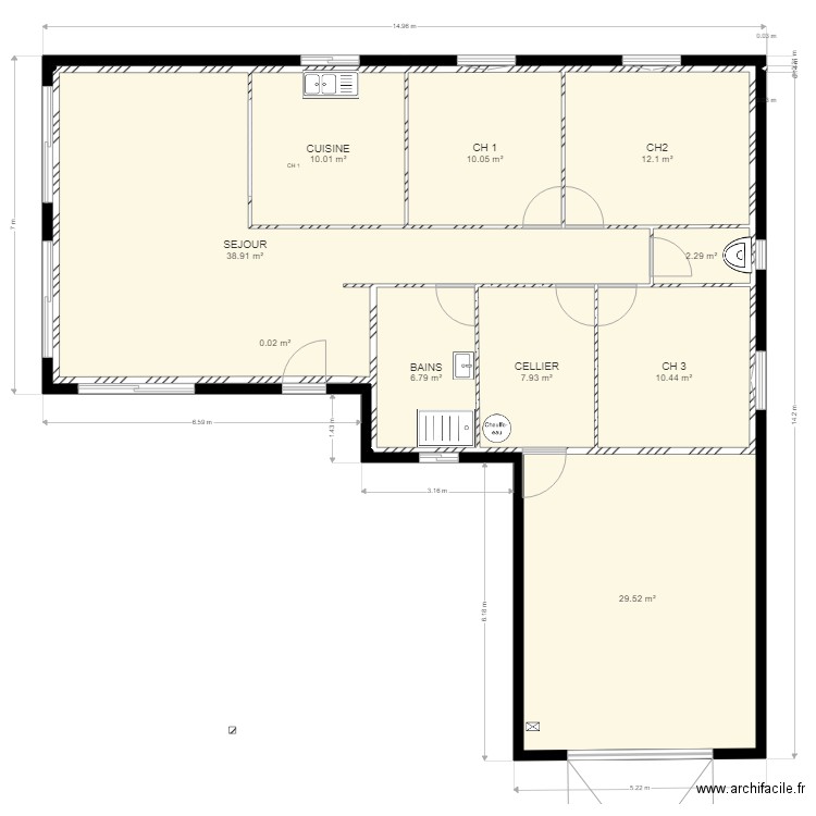 verrieres 1. Plan de 10 pièces et 128 m2