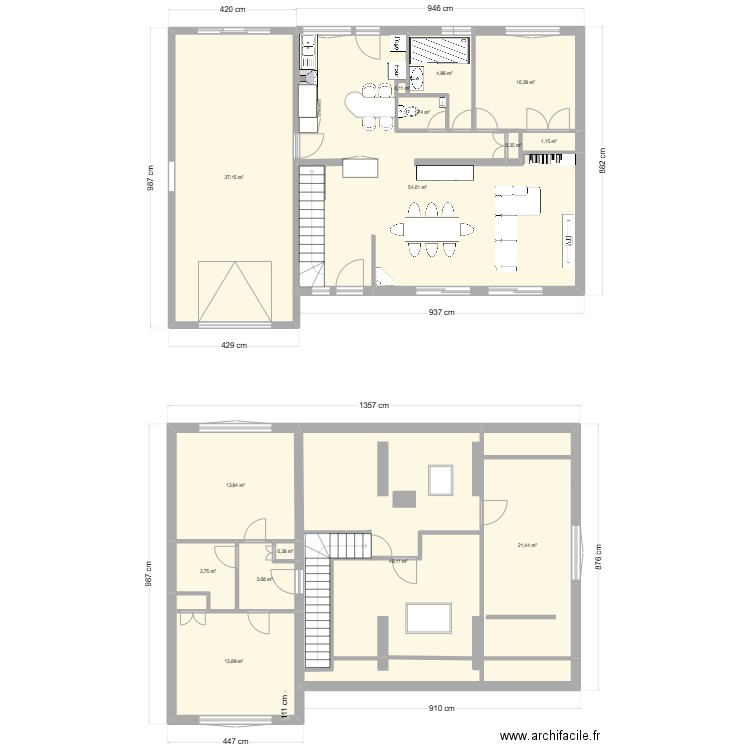 plan 1. Plan de 15 pièces et 216 m2