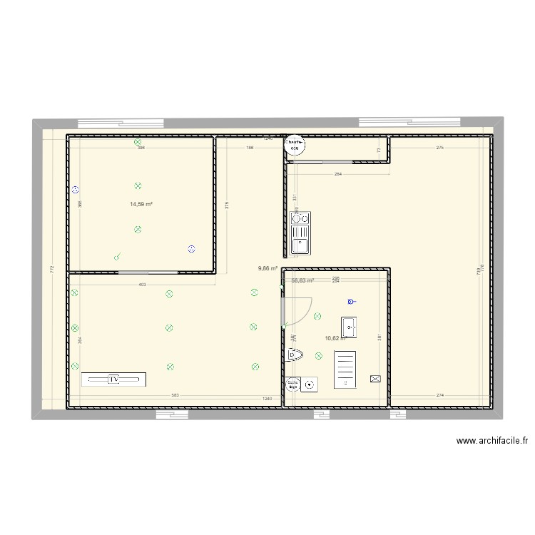 Sous-sol 944PF. Plan de 4 pièces et 178 m2