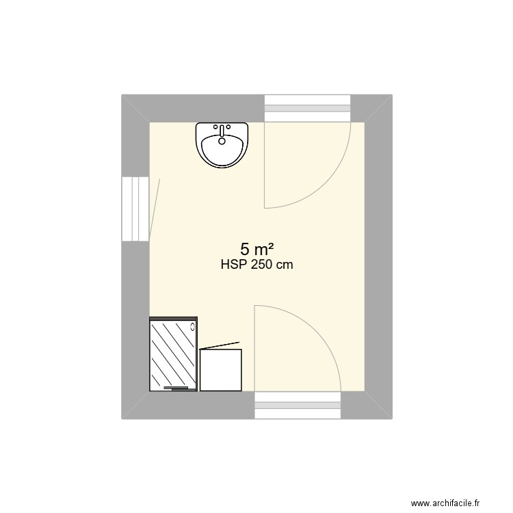 MOLINIER SDB. Plan de 1 pièce et 5 m2