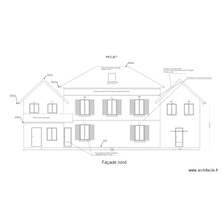 Façade nord projet 3. Plan de 0 pièce et 0 m2