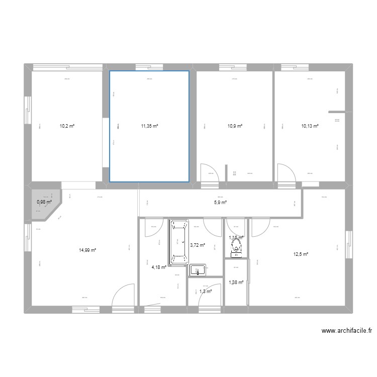 MAISON MARION. Plan de 13 pièces et 89 m2