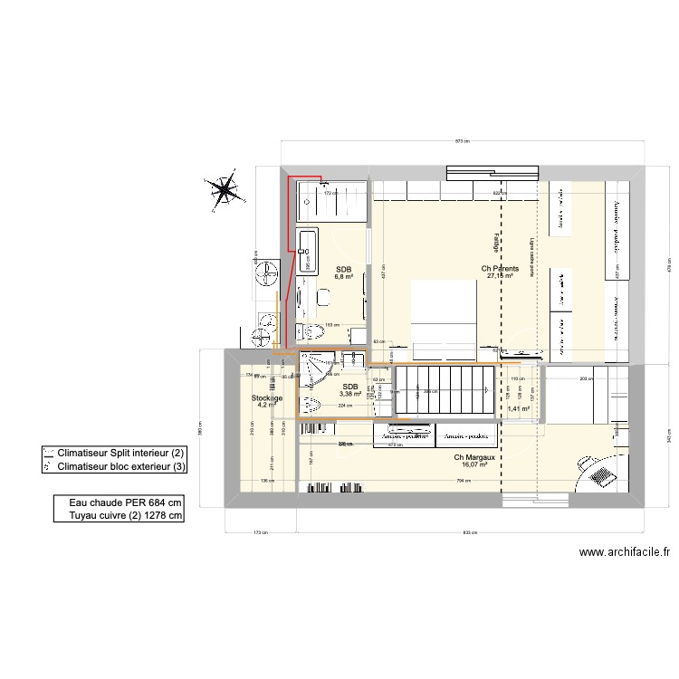 rehausse Magagnosc. Plan de 6 pièces et 59 m2