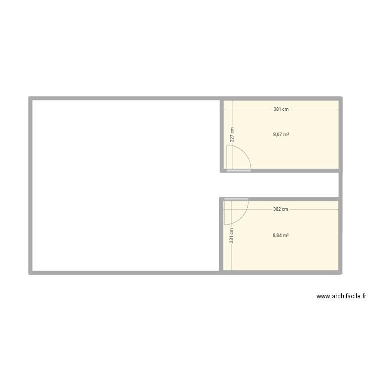 Chalet. Plan de 2 pièces et 18 m2