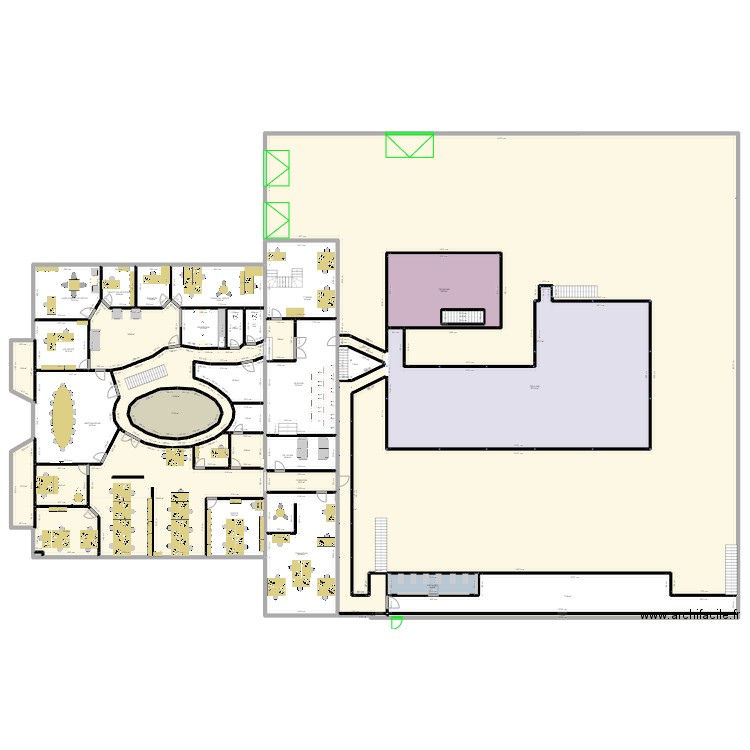 VOLTA R+1 dispositions des tables. Plan de 40 pièces et 2254 m2