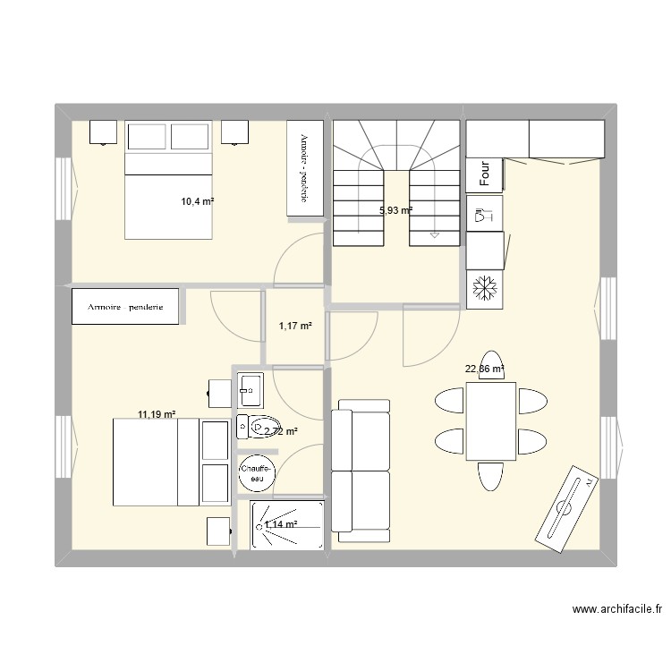 17 Besson R+1 version 28/12. Plan de 7 pièces et 55 m2