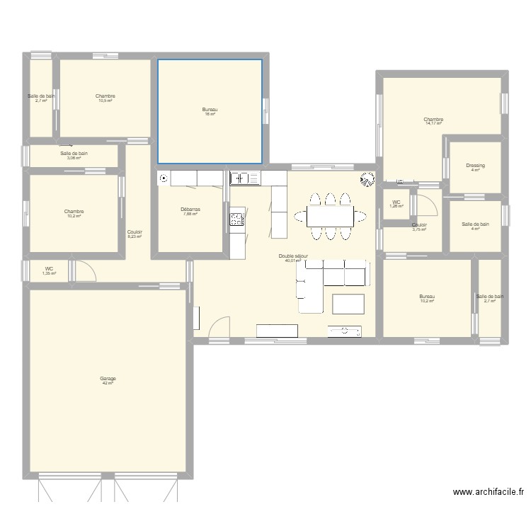 Maison. Plan de 17 pièces et 182 m2