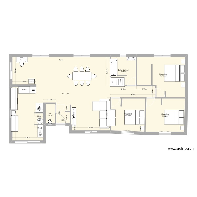 Maison. Plan de 6 pièces et 112 m2