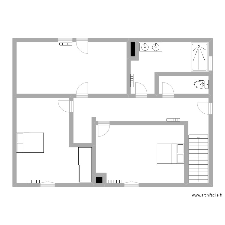 etage. Plan de 8 pièces et 119 m2