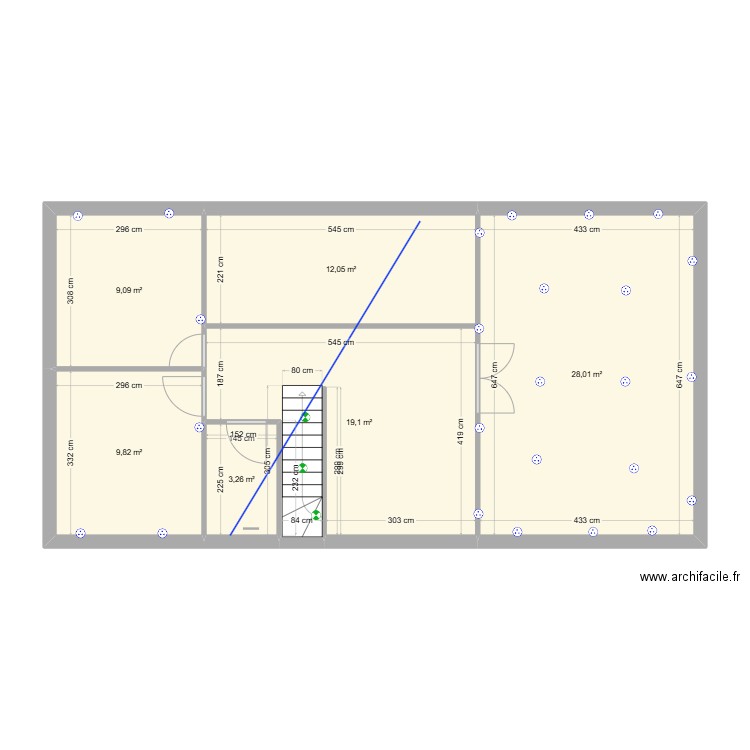 etage1. Plan de 6 pièces et 81 m2