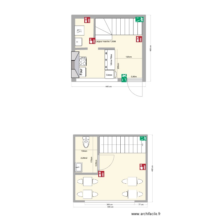 ERP. Plan de 3 pièces et 30 m2