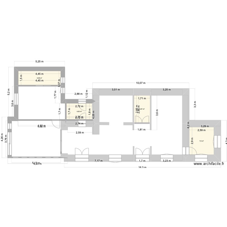 Audierne rdc extension. Plan de 4 pièces et 24 m2