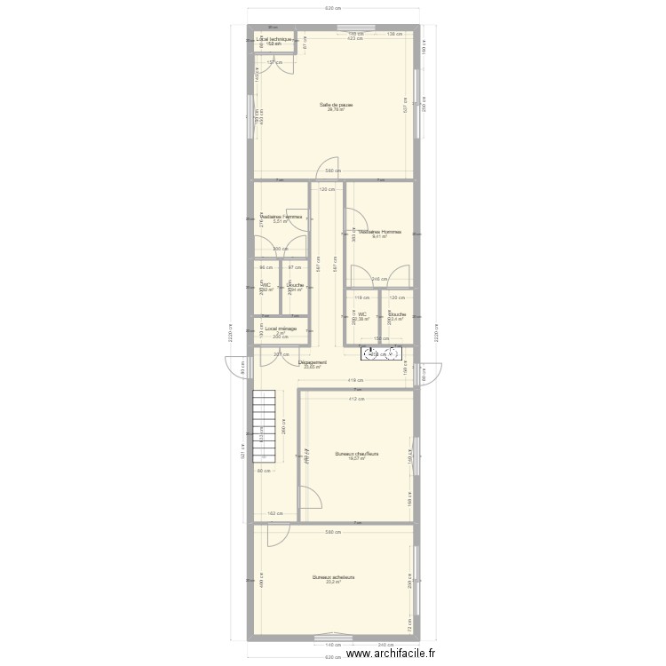 Bureau Sté Poirier. Plan de 12 pièces et 123 m2